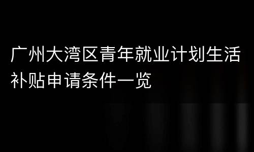 广州大湾区青年就业计划生活补贴申请条件一览