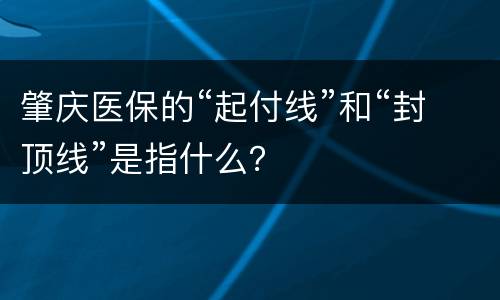 肇庆医保的“起付线”和“封顶线”是指什么？