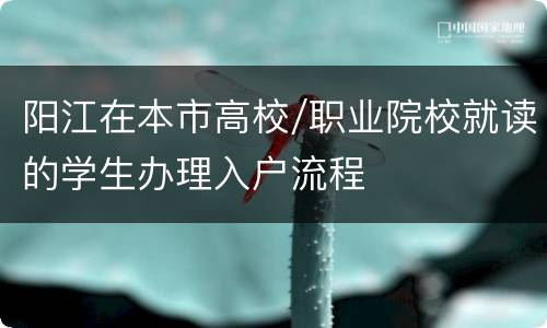 阳江在本市高校/职业院校就读的学生办理入户流程