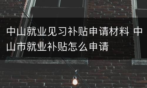 中山就业见习补贴申请材料 中山市就业补贴怎么申请