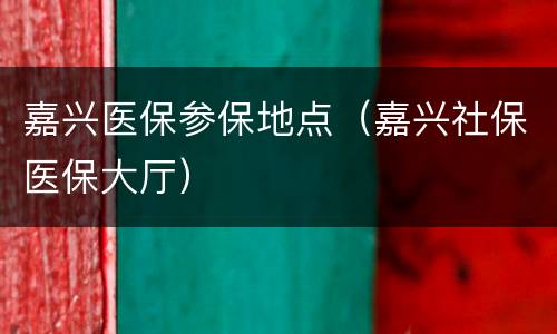 嘉兴医保参保地点（嘉兴社保医保大厅）