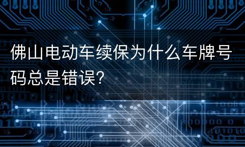 佛山电动车续保为什么车牌号码总是错误?