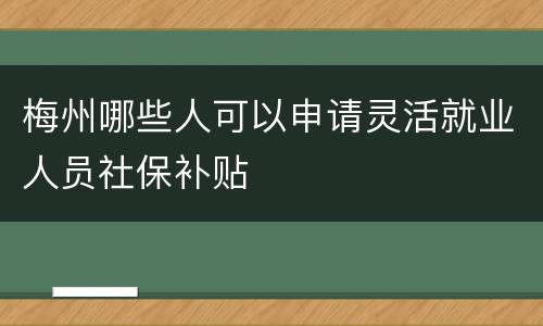 梅州哪些人可以申请灵活就业人员社保补贴