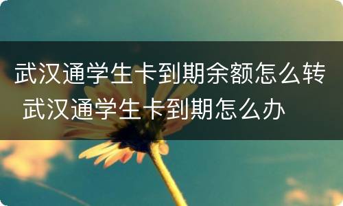 武汉通学生卡到期余额怎么转 武汉通学生卡到期怎么办