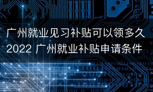 广州就业见习补贴可以领多久2022 广州就业补贴申请条件