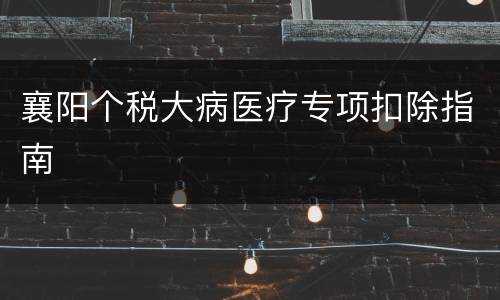 襄阳个税大病医疗专项扣除指南