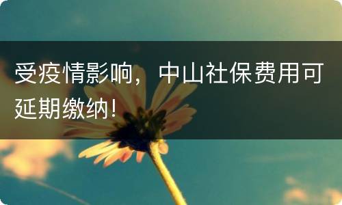 受疫情影响，中山社保费用可延期缴纳!