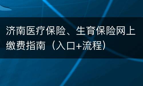 济南医疗保险、生育保险网上缴费指南（入口+流程）