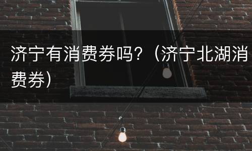 济宁有消费券吗?（济宁北湖消费券）