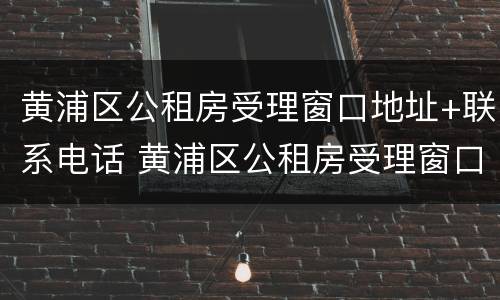 黄浦区公租房受理窗口地址+联系电话 黄浦区公租房受理窗口地址 联系电话是多少