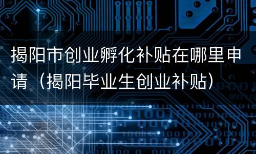 揭阳市创业孵化补贴在哪里申请（揭阳毕业生创业补贴）