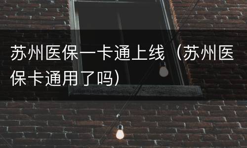 苏州医保一卡通上线（苏州医保卡通用了吗）