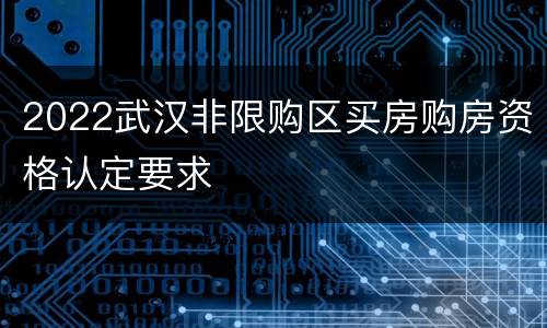 2022武汉非限购区买房购房资格认定要求
