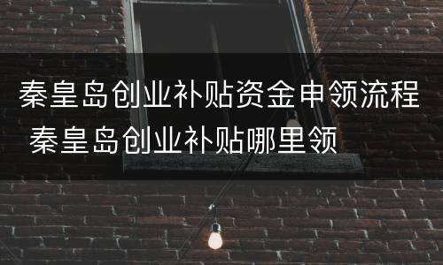 秦皇岛创业补贴资金申领流程 秦皇岛创业补贴哪里领