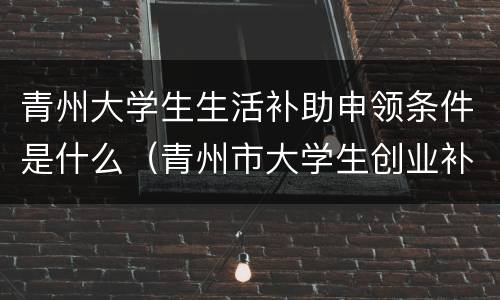 青州大学生生活补助申领条件是什么（青州市大学生创业补贴政策）