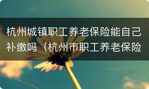 杭州城镇职工养老保险能自己补缴吗（杭州市职工养老保险一次性补缴政策）