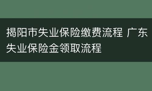 揭阳市失业保险缴费流程 广东失业保险金领取流程