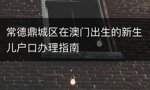 常德鼎城区在澳门出生的新生儿户口办理指南