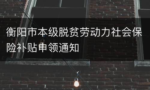 衡阳市本级脱贫劳动力社会保险补贴申领通知