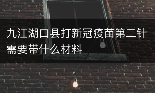 九江湖口县打新冠疫苗第二针需要带什么材料