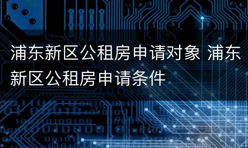 浦东新区公租房申请对象 浦东新区公租房申请条件
