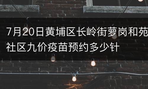 7月20日黄埔区长岭街萝岗和苑社区九价疫苗预约多少针