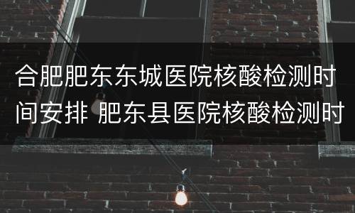 合肥肥东东城医院核酸检测时间安排 肥东县医院核酸检测时间