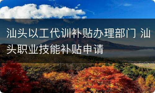 汕头以工代训补贴办理部门 汕头职业技能补贴申请