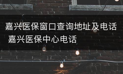 嘉兴医保窗口查询地址及电话 嘉兴医保中心电话
