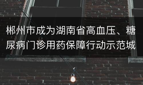 郴州市成为湖南省高血压、糖尿病门诊用药保障行动示范城市