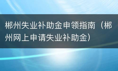 郴州失业补助金申领指南（郴州网上申请失业补助金）