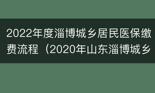 2022年度淄博城乡居民医保缴费流程（2020年山东淄博城乡居民医保缴费方式）