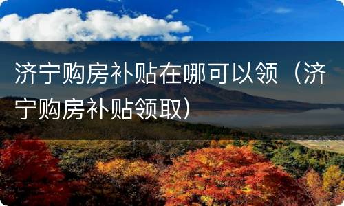 济宁购房补贴在哪可以领（济宁购房补贴领取）