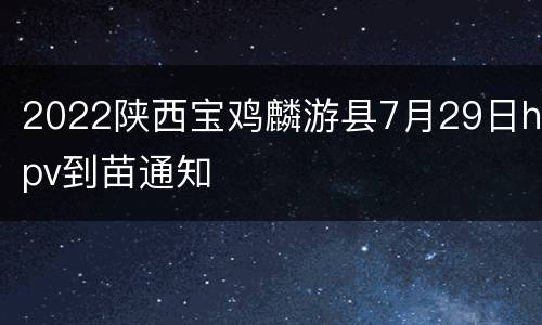 2022陕西宝鸡麟游县7月29日hpv到苗通知