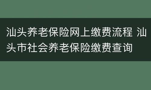 汕头养老保险网上缴费流程 汕头市社会养老保险缴费查询