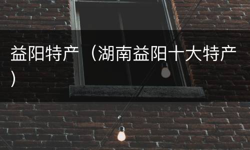 益阳特产（湖南益阳十大特产）