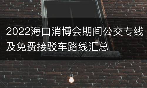 2022海口消博会期间公交专线及免费接驳车路线汇总