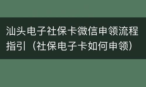 汕头电子社保卡微信申领流程指引（社保电子卡如何申领）