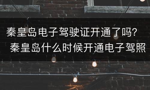 秦皇岛电子驾驶证开通了吗？ 秦皇岛什么时候开通电子驾照