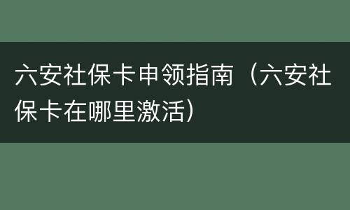六安社保卡申领指南（六安社保卡在哪里激活）