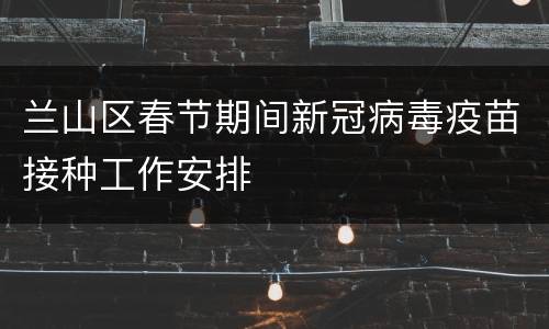 兰山区春节期间新冠病毒疫苗接种工作安排