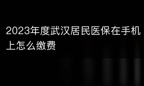 2023年度武汉居民医保在手机上怎么缴费