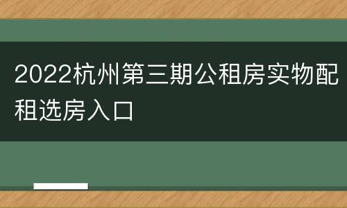 2022杭州第三期公租房实物配租选房入口