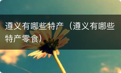 遵义有哪些特产（遵义有哪些特产零食）