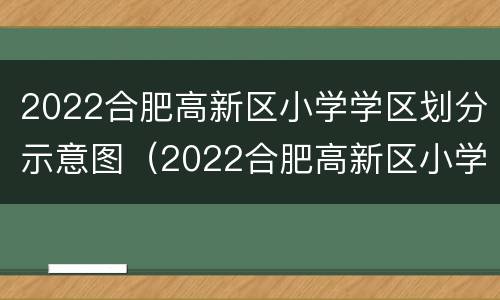 2022合肥高新区小学学区划分示意图（2022合肥高新区小学学区划分示意图视频）