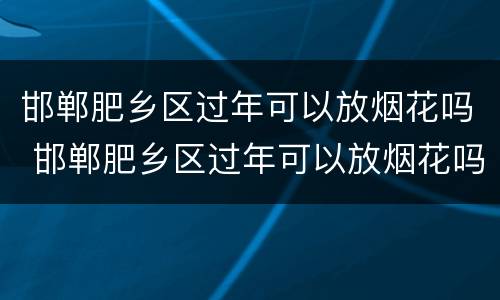 邯郸肥乡区过年可以放烟花吗 邯郸肥乡区过年可以放烟花吗
