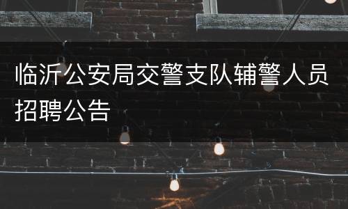 临沂公安局交警支队辅警人员招聘公告