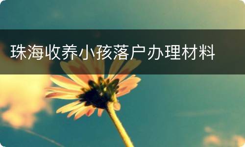 珠海收养小孩落户办理材料