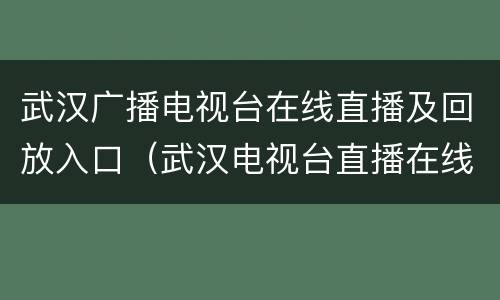 武汉广播电视台在线直播及回放入口（武汉电视台直播在线观看）