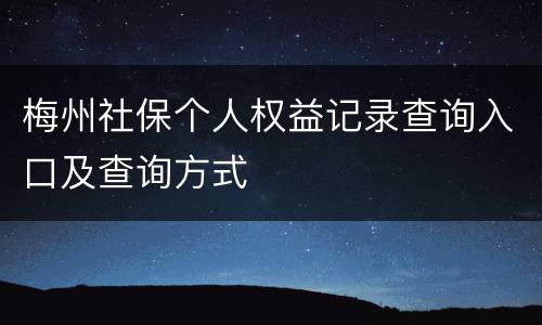 梅州社保个人权益记录查询入口及查询方式